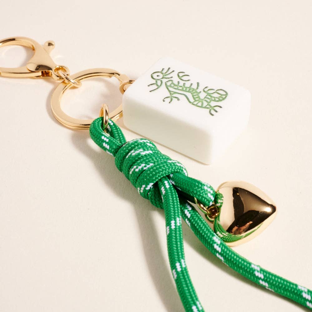 Mahjong Tile Charm Keychain | Mahjong Gift for Women | Paracord Bag Charm with Heart AccentMahjong Tile Charm Keychain | Mahjong Gift for Women | Paracord Bag Charm with Heart Accent