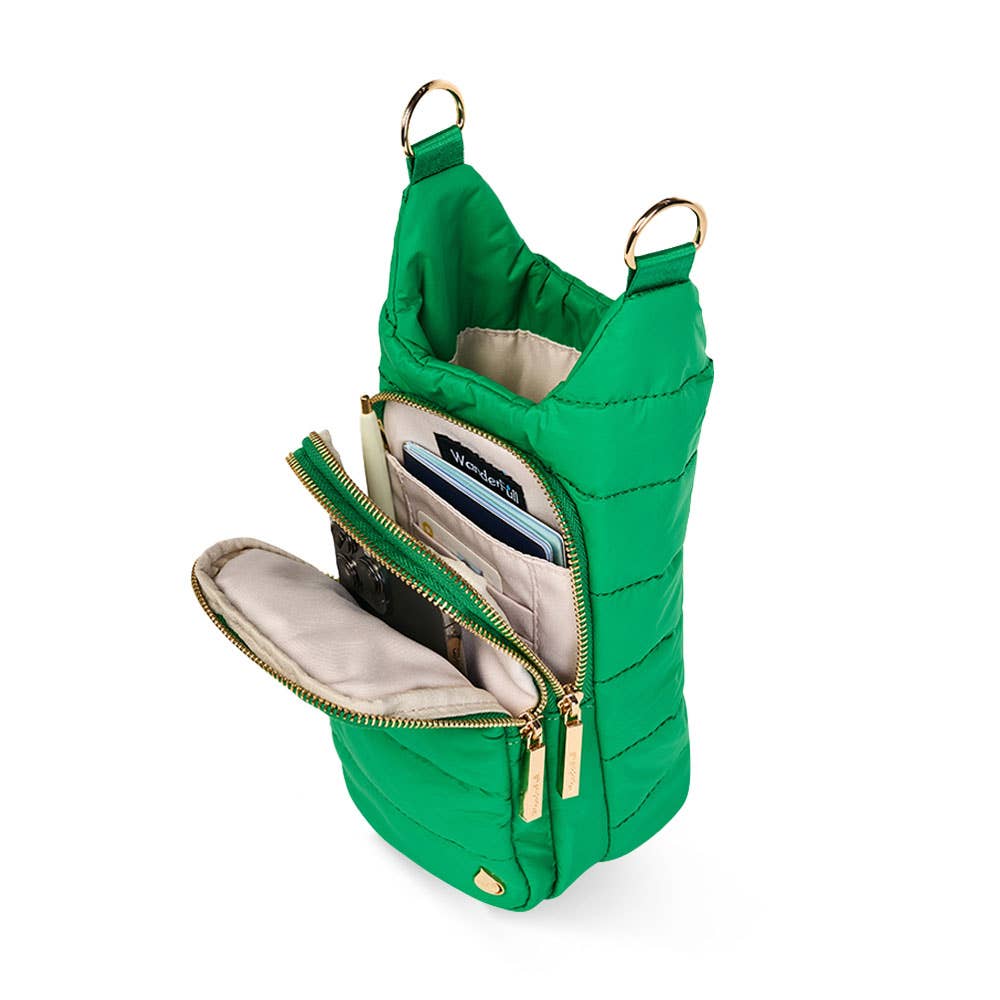WanderFull® HydroBag® Puffer Water Bottle Crossbody Bag | Hands-Free Hydration Bag with Tee Holder