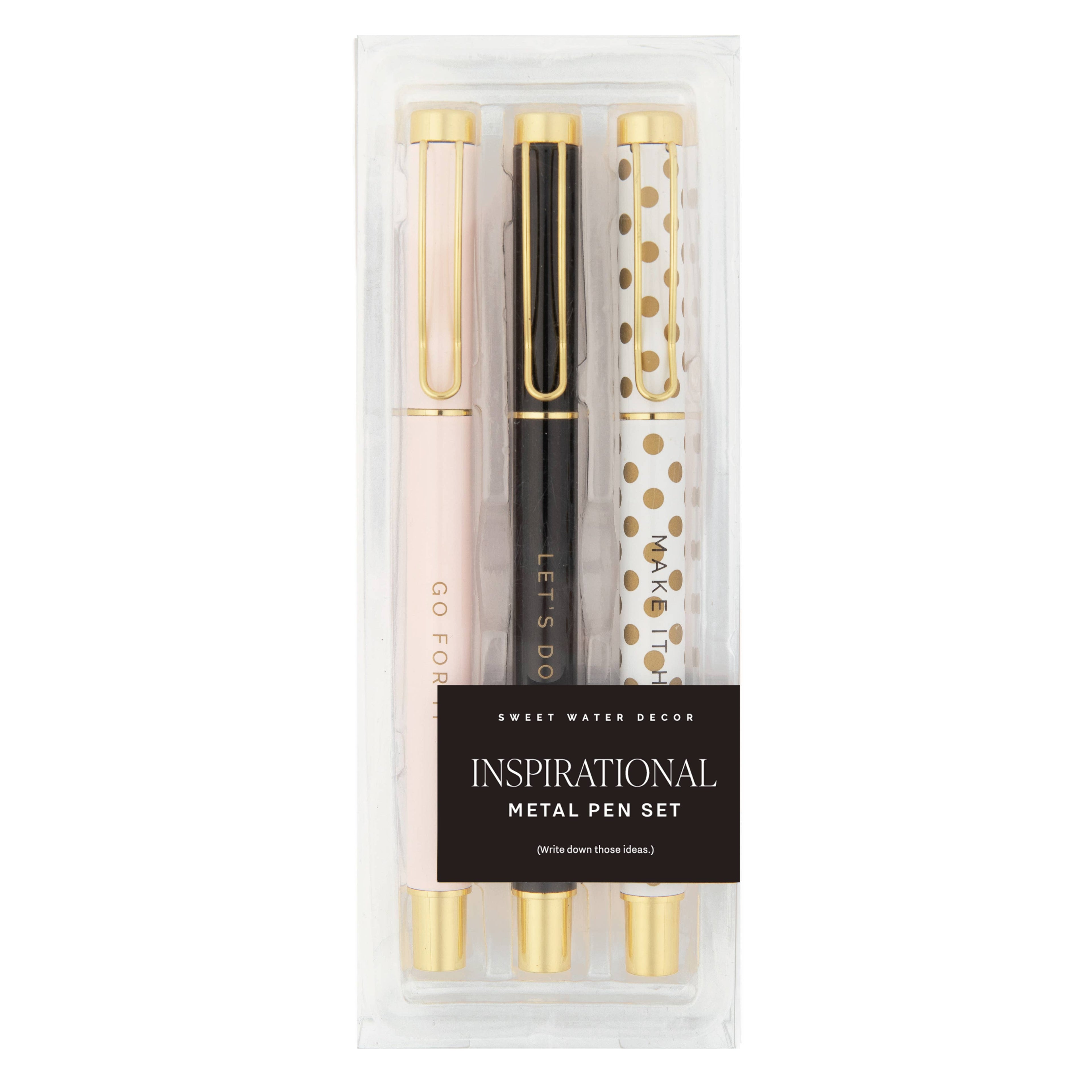 Inspirational Pen Set for Women | 3-Piece Motivational Ballpoint Pens | Boss Lady Office Gift
