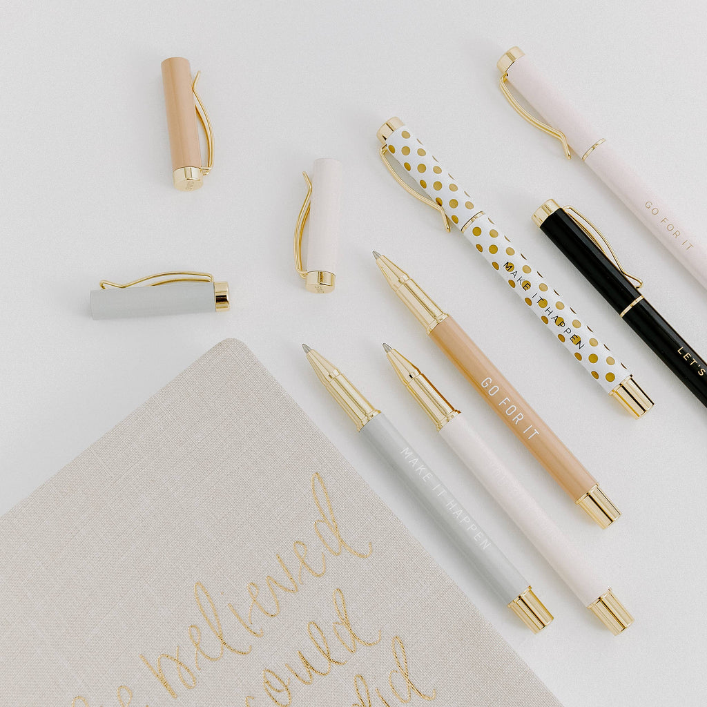 Inspirational Pen Set for Women | 3-Piece Motivational Ballpoint Pens | Boss Lady Office Gift