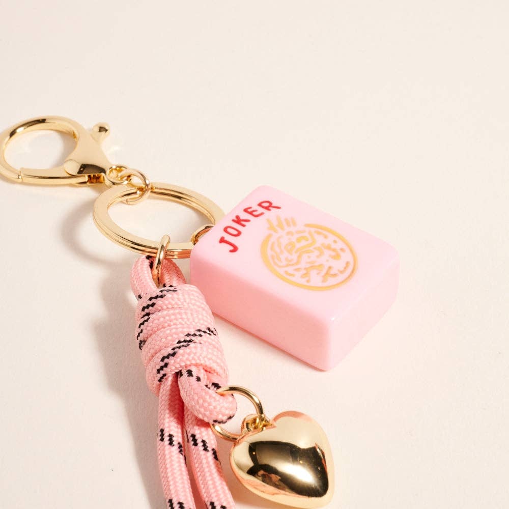 Mahjong Tile Charm Keychain | Mahjong Gift for Women | Paracord Bag Charm with Heart AccentMahjong Tile Charm Keychain | Mahjong Gift for Women | Paracord Bag Charm with Heart Accent
