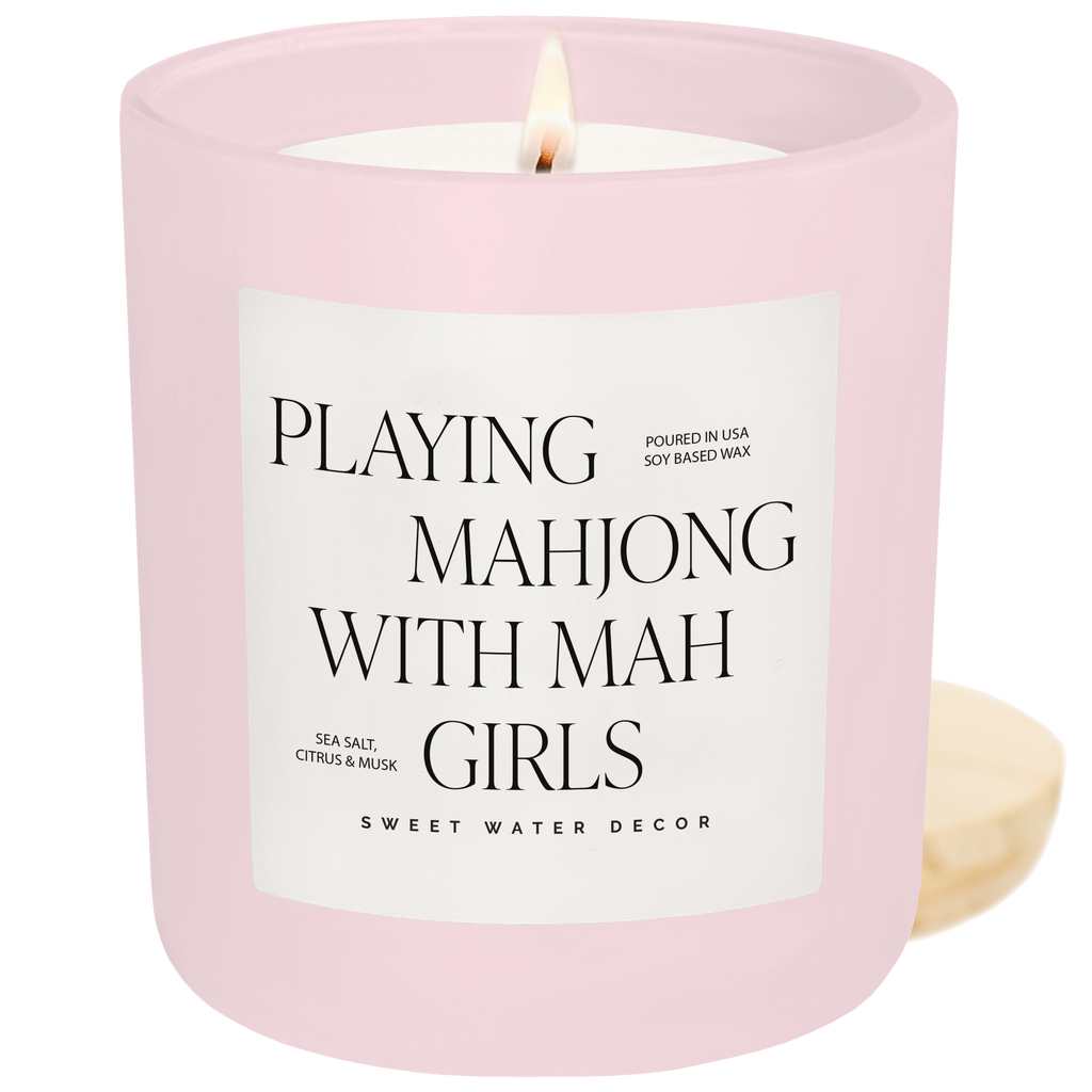 Mahjong Candle for Women | "Playing Mahjong with Mah Girls" 15 oz Soy Candle | Fun Mahjong Gift Idea