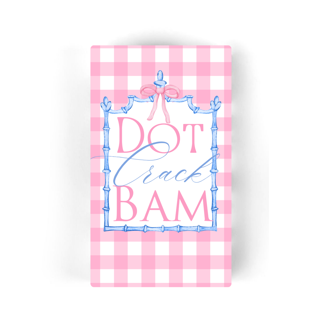Mahjong Pink Plaid "Dot Crack Bam" 24ct Guest Napkins 3-ply