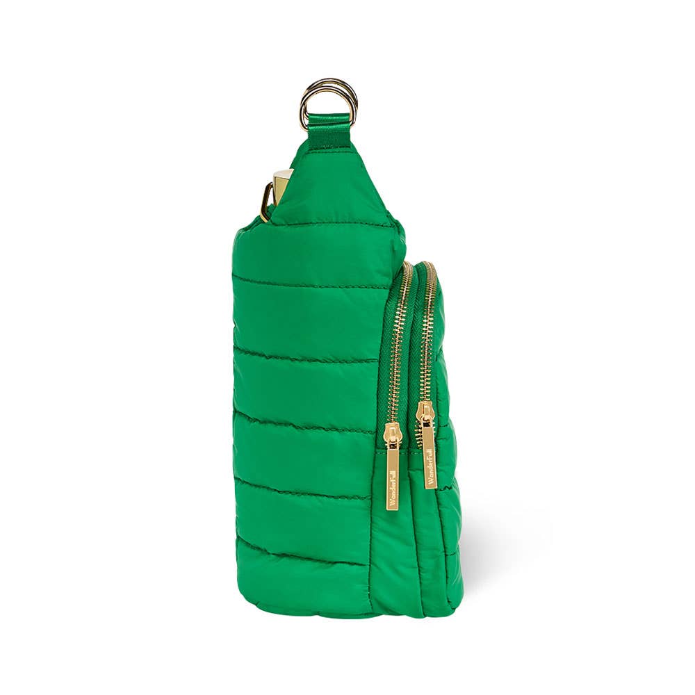 WanderFull® HydroBag® Puffer Water Bottle Crossbody Bag | Hands-Free Hydration Bag with Tee Holder