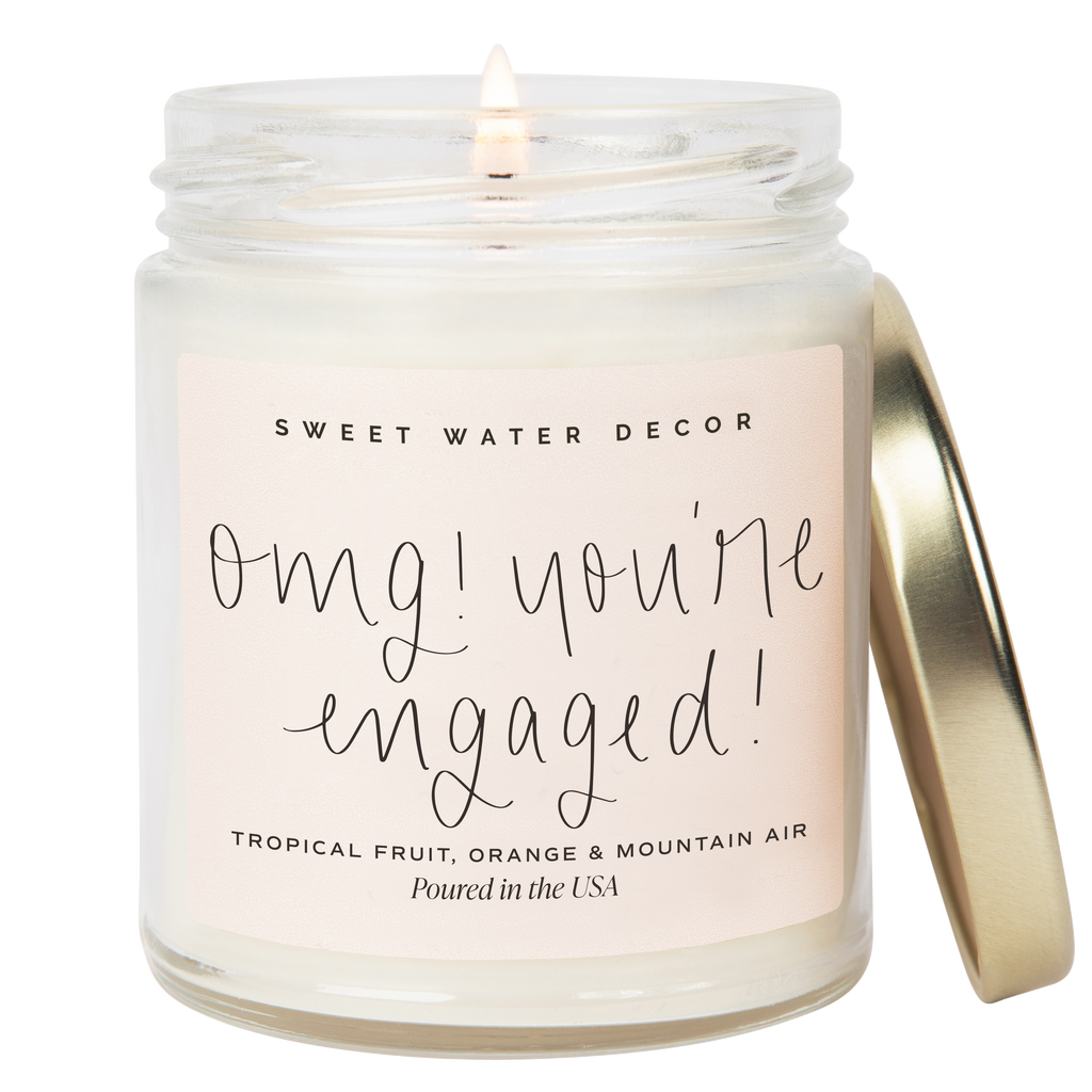 Engagement Party Candle Gift | OMG You're Engaged! 9 oz Tropical Soy Candle | Bridal Shower Favor & Bride Gift