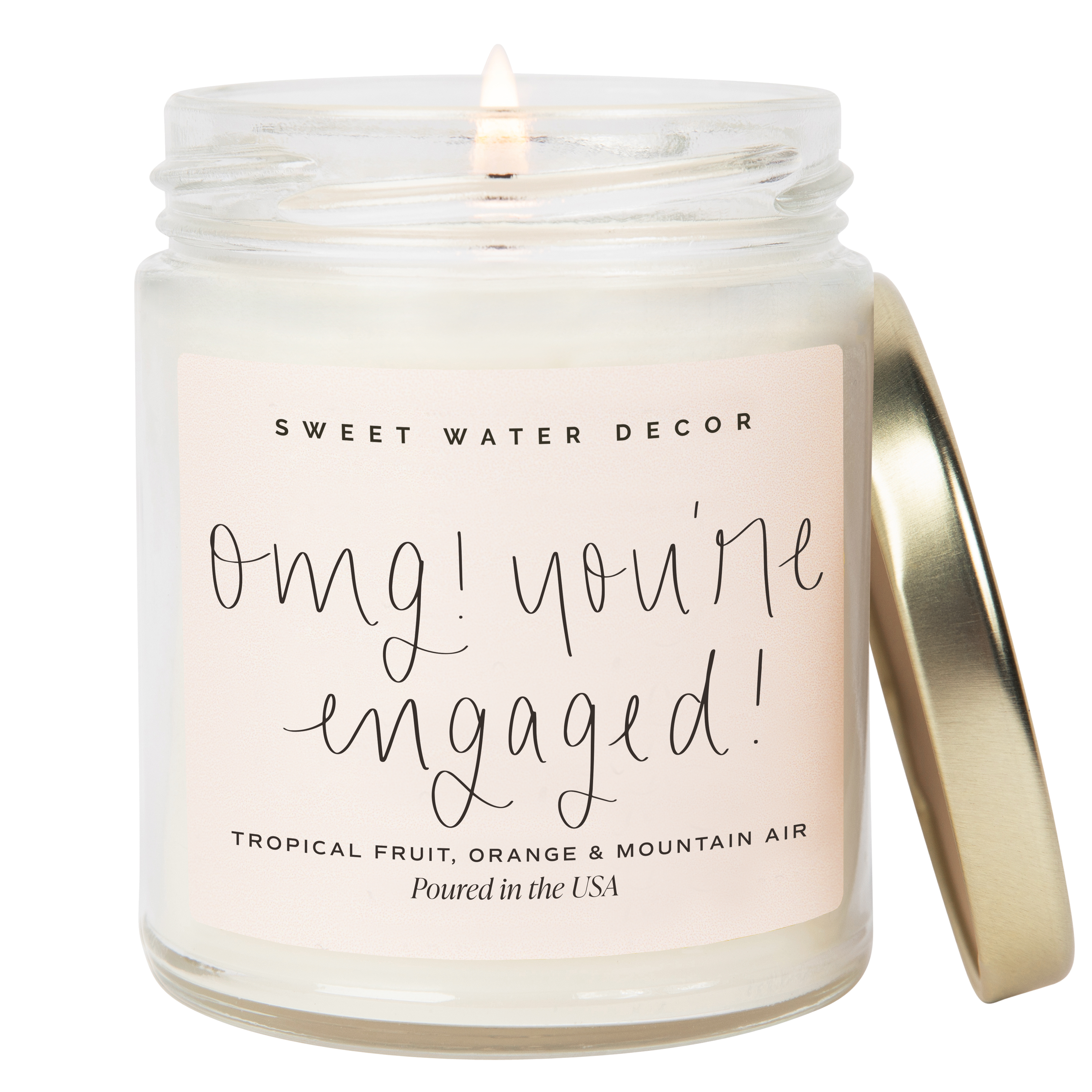 Engagement Party Candle Gift | OMG You're Engaged! 9 oz Tropical Soy Candle | Bridal Shower Favor & Bride Gift