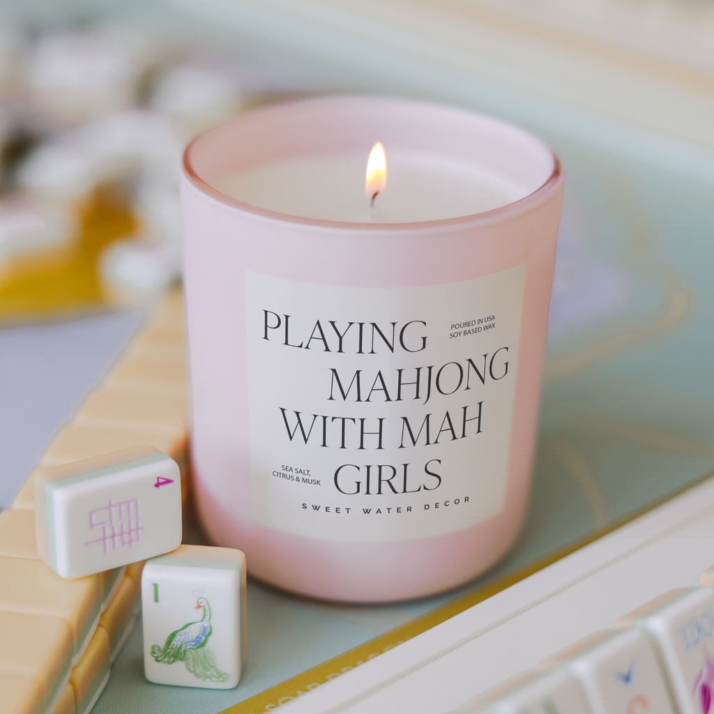 Mahjong Candle for Women | "Playing Mahjong with Mah Girls" 15 oz Soy Candle | Fun Mahjong Gift Idea
