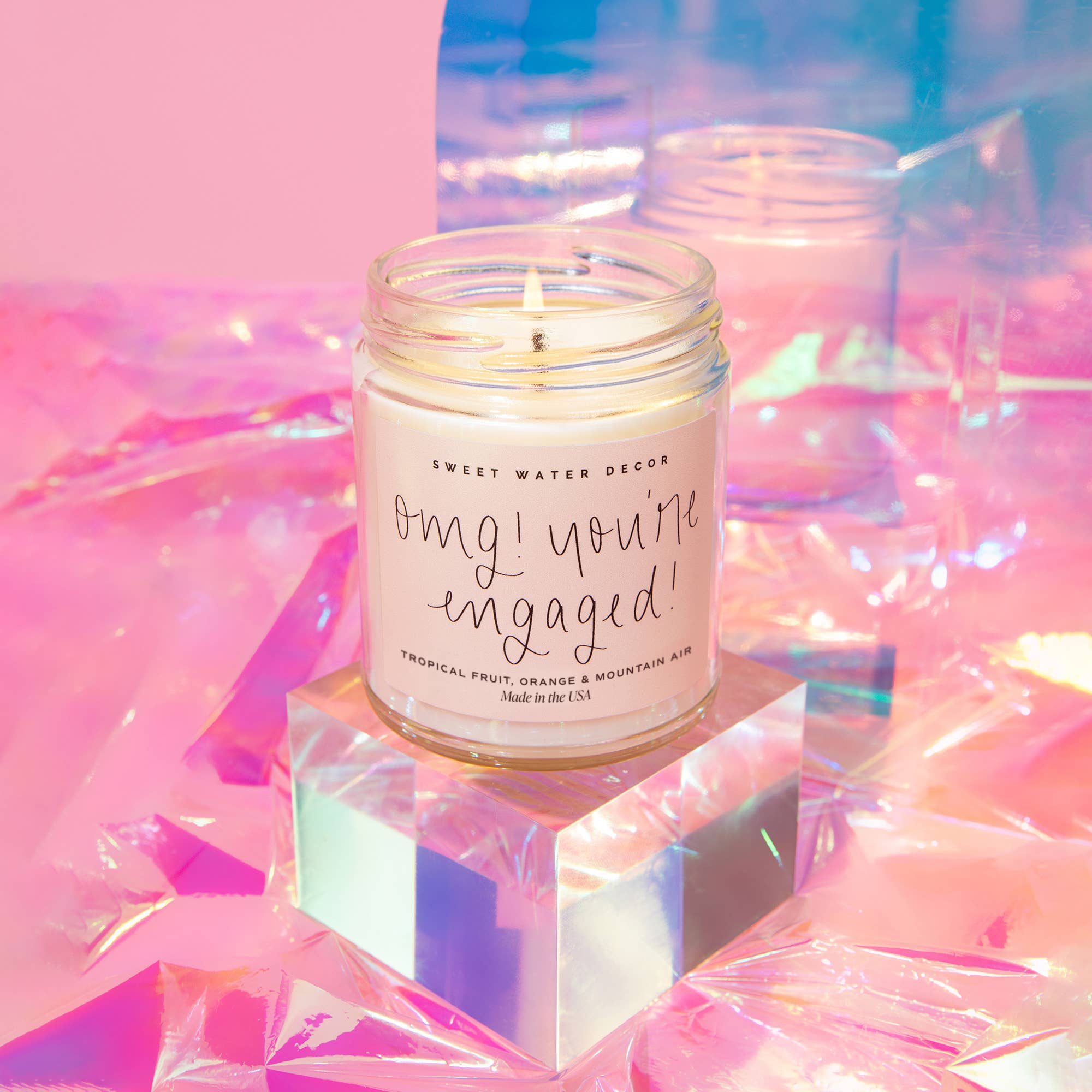 Engagement Party Candle Gift | OMG You're Engaged! 9 oz Tropical Soy Candle | Bridal Shower Favor & Bride Gift
