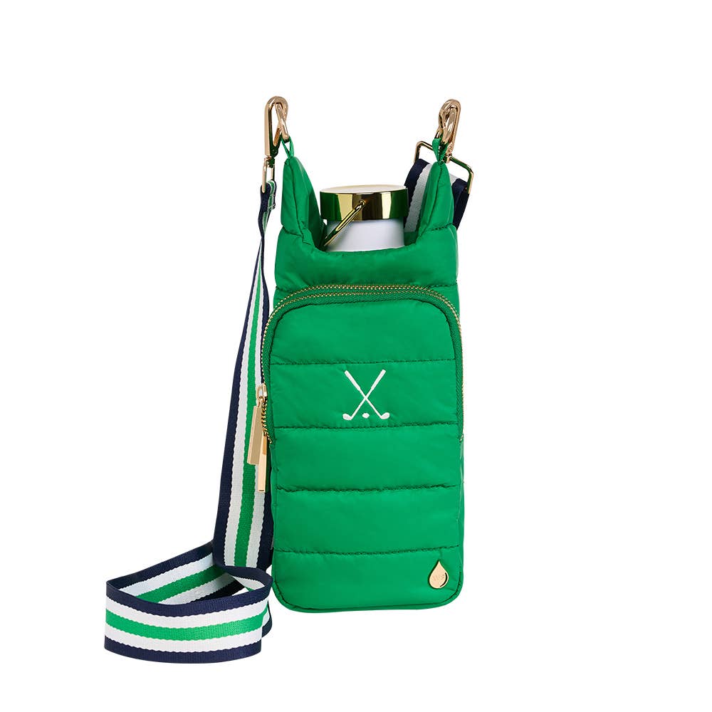 WanderFull® HydroBag® Puffer Water Bottle Crossbody Bag | Hands-Free Hydration Bag with Tee Holder